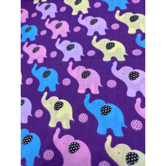 Purple Cotton Fabric Colorful Polka Dot Elephants Dots 21" x 44" Craft Sewing Ma - Picture 8 of 10